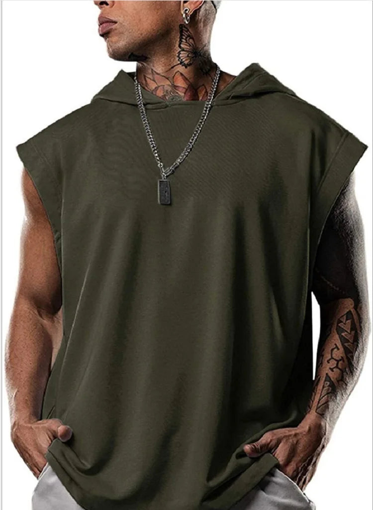 Men’s Sleeveless Hoodie Casual Workout Top