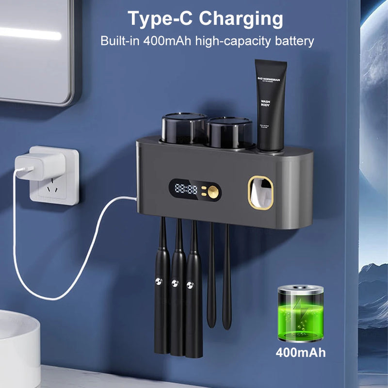 Portable Toothbrush Sterilizer Wireless Toothbrush UV Sterilization Rechargeable Wall Mounted Electric Toothbrush Dryer Holder