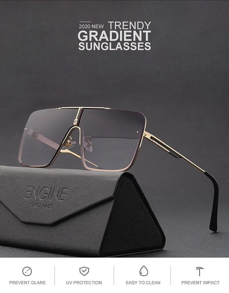 Fashion Oversized Square Sunglasses For Men Big Frame 2026 Luxury Brand Design Metal Frame Sun Glasses Man Retro Shades Eyewear