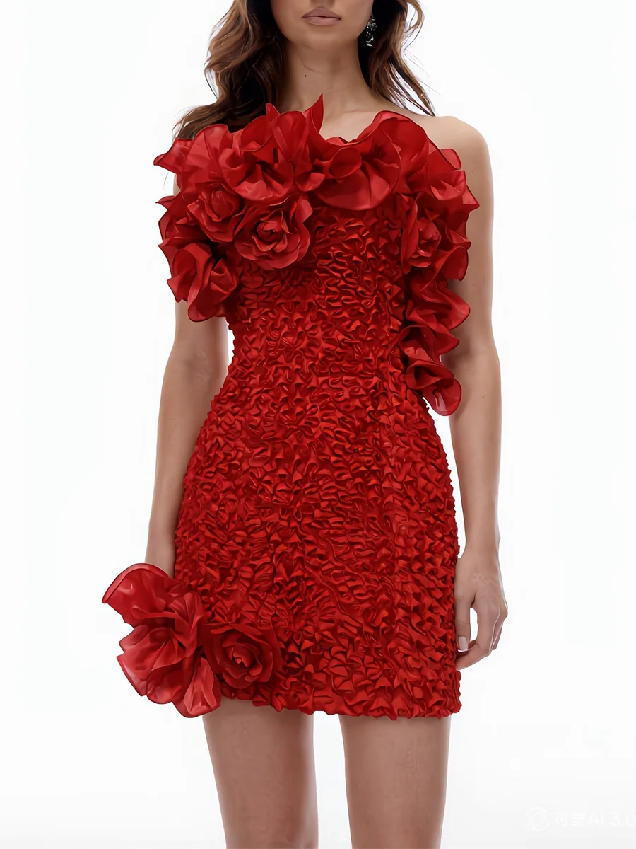 Dresses for Women Strapless Sleeveless High Waist Slimming Mini Solid Dress Female Fashion