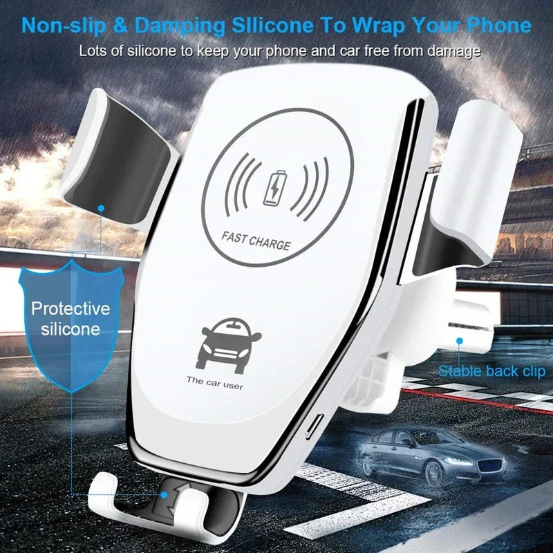 Car Wireless Charger Holder for iPhone 15/14/13/12/11 pro XS Max XR Samsung Fast Charging Mount Compatible with Multiple Models