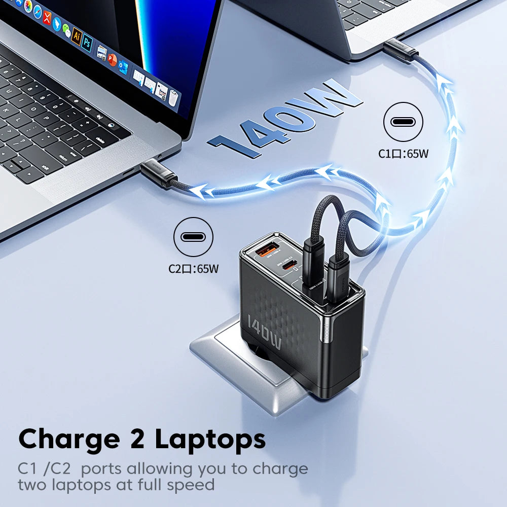 140W USB C Charger PD3.1 QC4.0 Fast Charging for MacBook iPhone 17 16 Samsung - GaN Technology Travel Friendly
