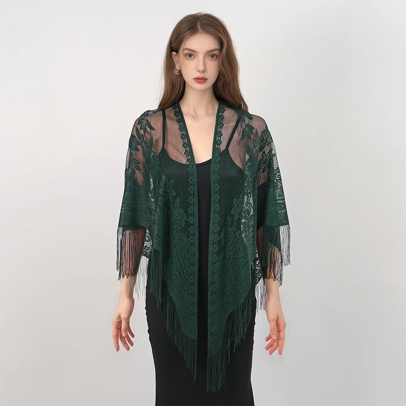 New Embroidery Lace Scarf Shawl Floral Triangular Veil Shawl For Women Party Scarf Wedding Poncho Stoles Ladies Headband Wraps
