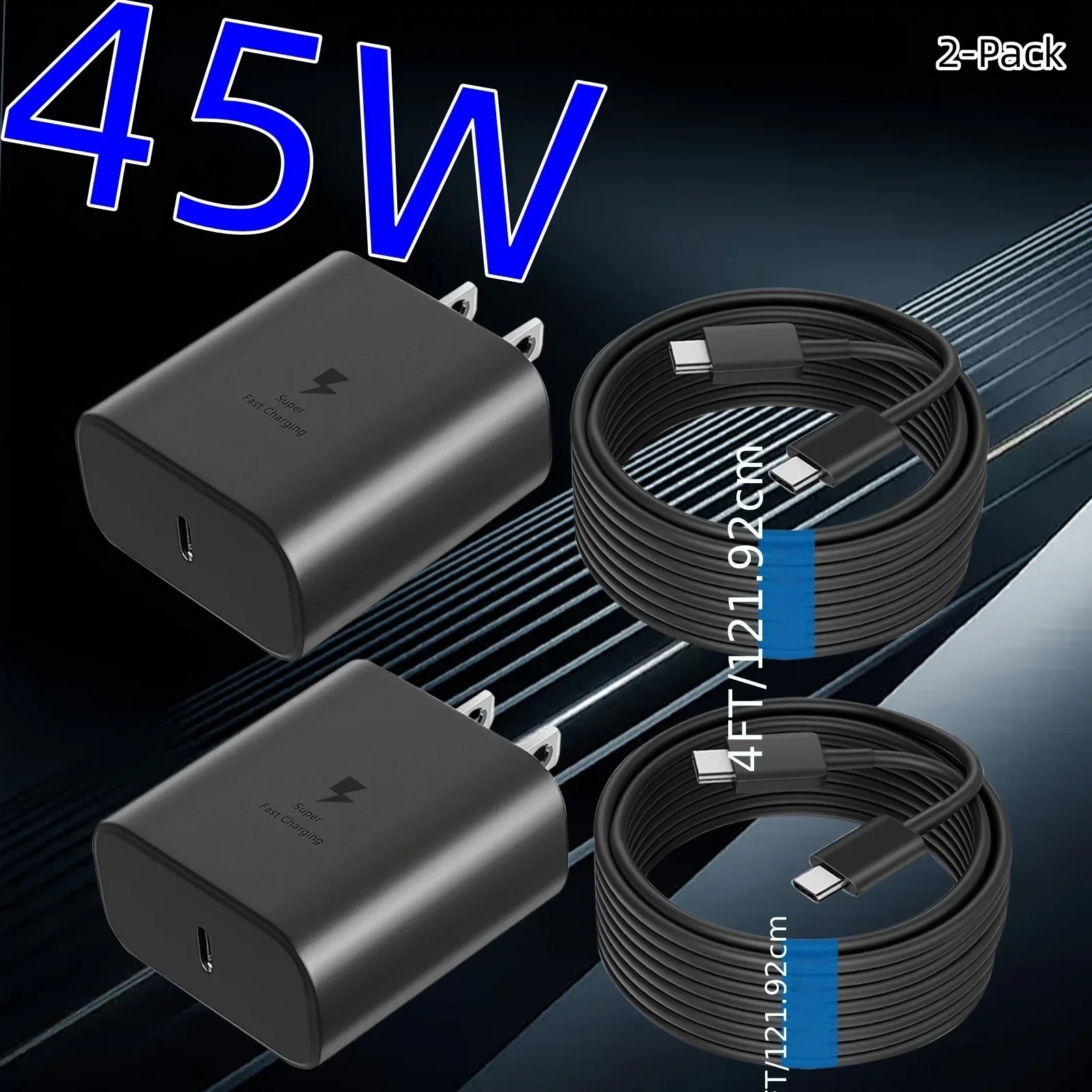 45W Super Fast Charger with 4FT Type-C Cable for Samsung Galaxy S23 Ultra/ S23/ S23+/ S22/ S22 Ultra/ S22+/ S21, Z Fold 5/ZFold