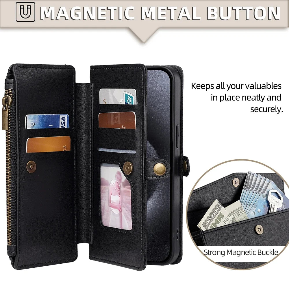Flip Cover PU Leather Wallet Phone Cases For Xiaomi Poco C40 C51 C50 C61 C65 C71 C75 C85 4G Plain Multi-Functional Magnetic Bag
