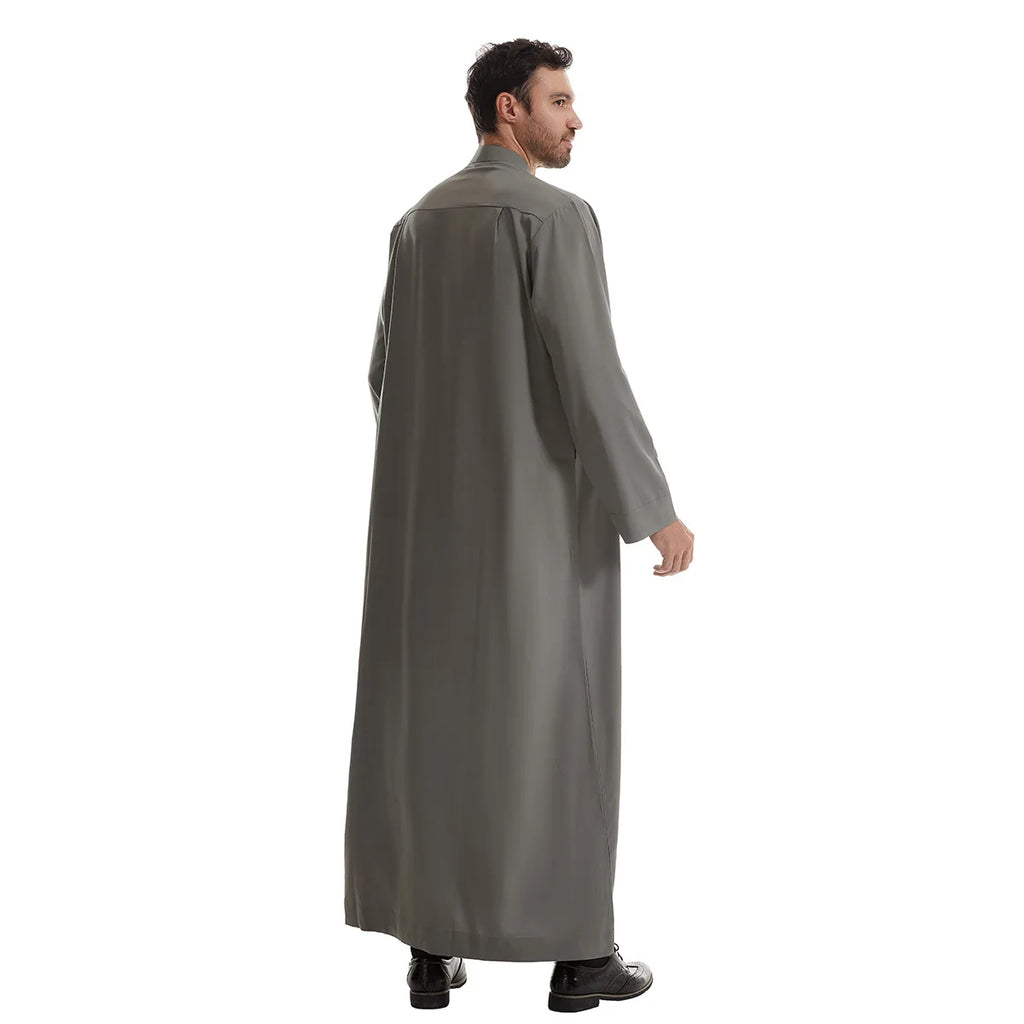 Men’s Muslim Abaya Kaftan Thobe – Long Sleeve Pullover Robe