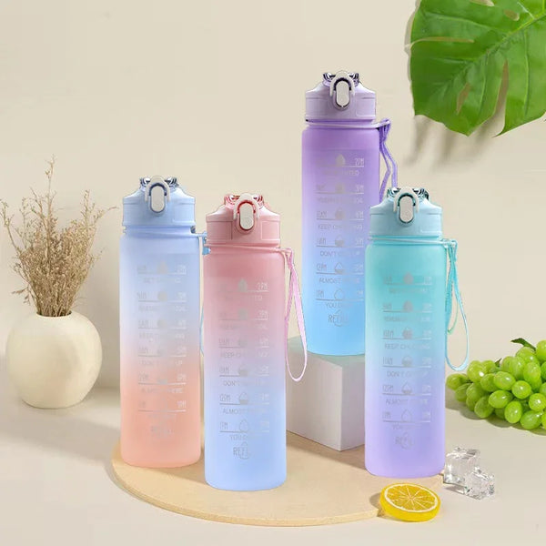 Sports Water Bottle with Straw – 900ml/1000ml Leak-Proof, High-Temperature