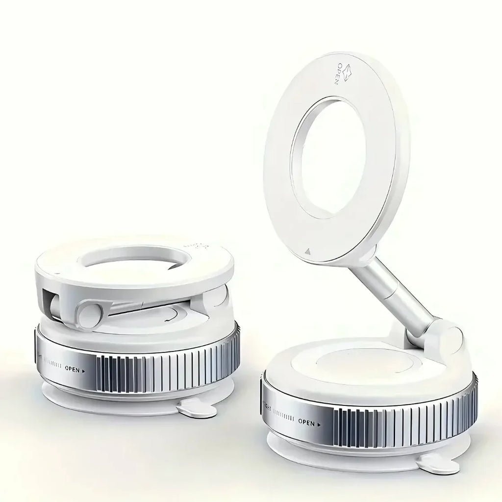 Magnetic Phone Mount 360° Rotation Vacuum Suction Car Holder Foldable Retractable for Safe Driving