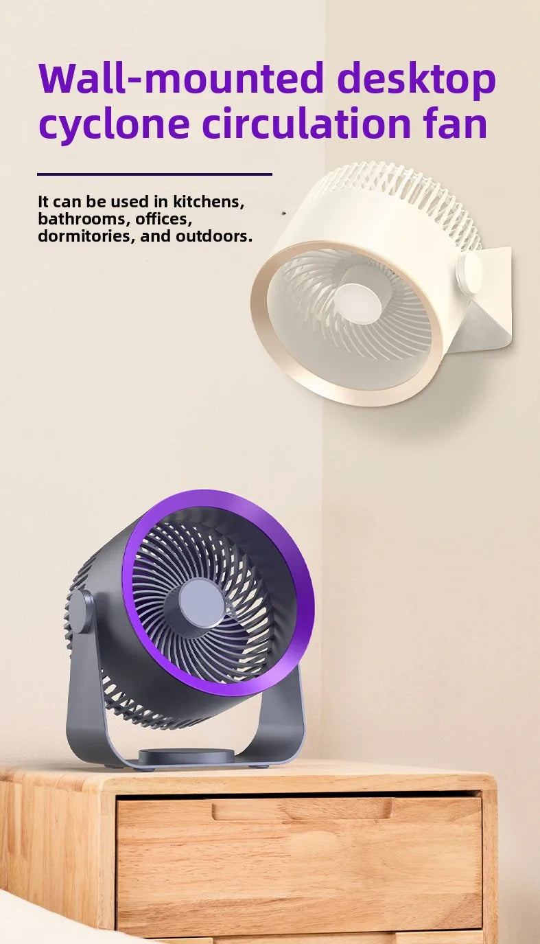 Portable Rechargeable Electric Fan Circulator – Quiet Wireless Desktop Cooling Fan for Home & Office