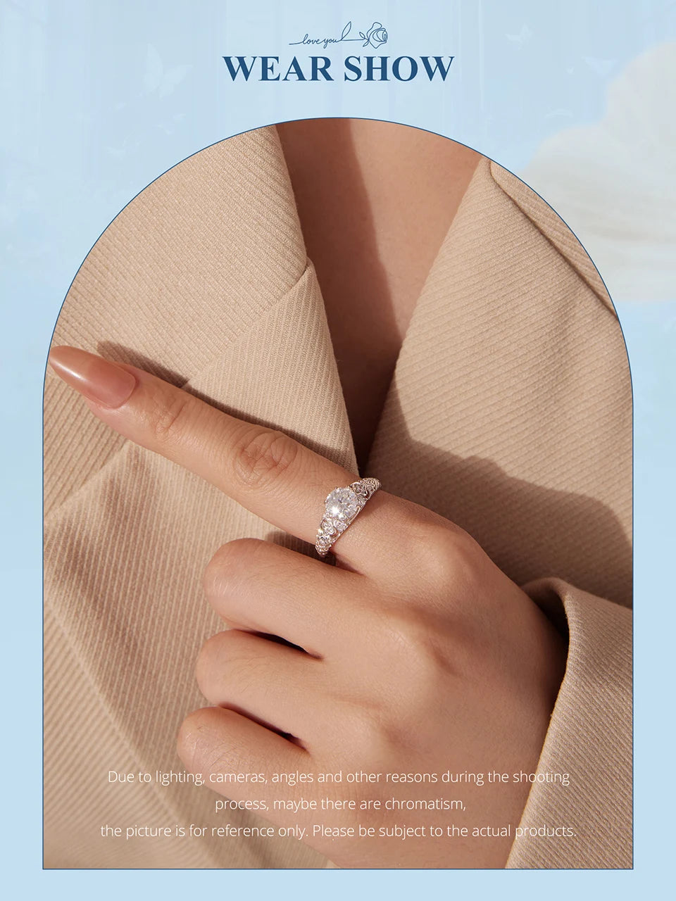 BAMOER  0.5-1CT Moissanite Crown Ring 925 Sterling Silver D Color VVS1 Women Eternal Guarding Rings Engagement Wedding Gift