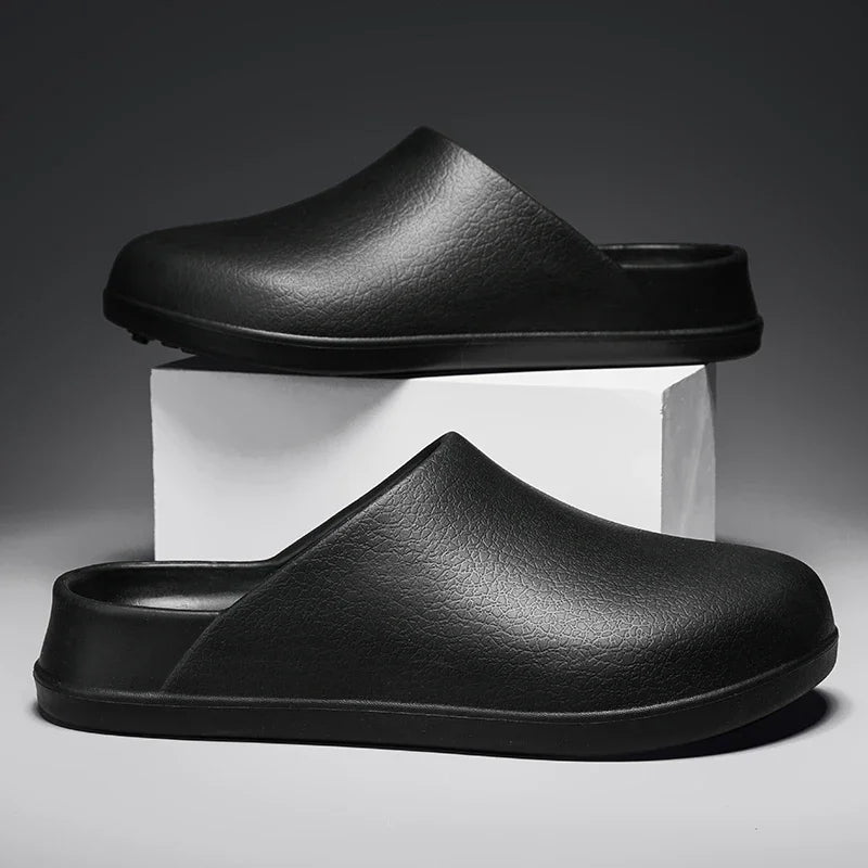 Mens Kitchen Chef Shoes Waterproof Garden Clogs Closed Toe Half Shoes Rubber Slippers Restaurant Hotel Working Summer Beach