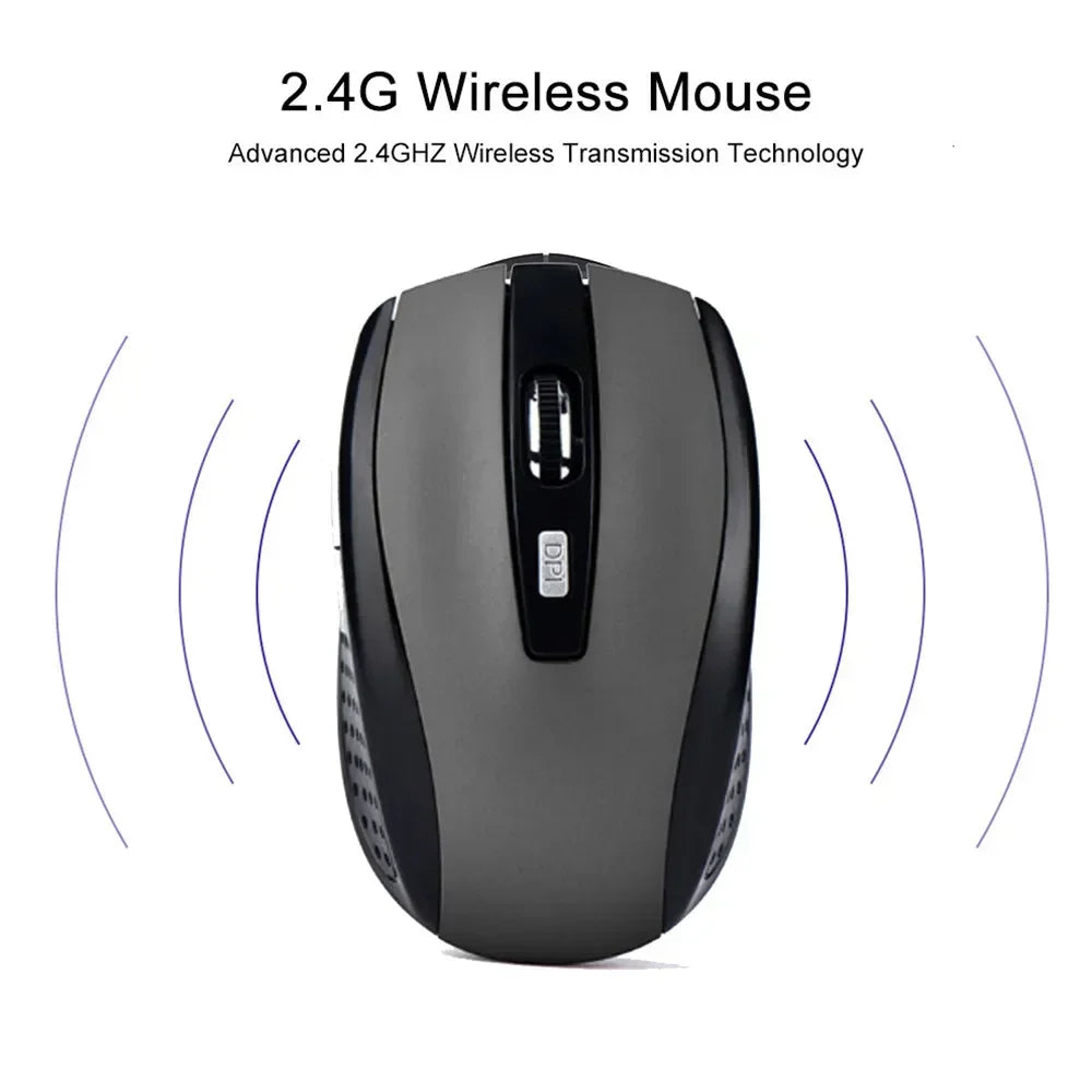 2.4G Wireless Mouse Portable Ergonomics Mouse Mobile Optical Office Mouse for Notebook Laptop MacBook Adjustable 1600DPI Levels