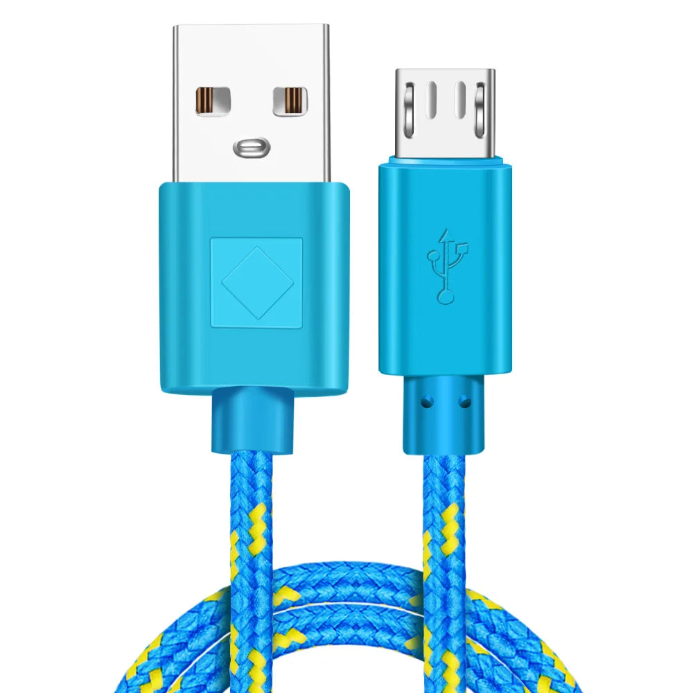 Micro USB Cable 1m 2m 3m Nylon Braided Data Sync USB Charger Cable For Samsung Huawei Xiaomi HTC Android Phone USB Micro Cables
