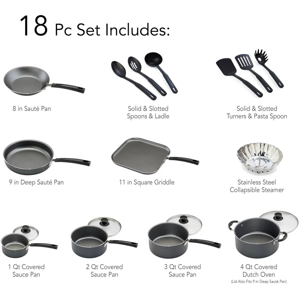 Tramontina Primaware 18 Piece Non-stick Cookware Set, Red