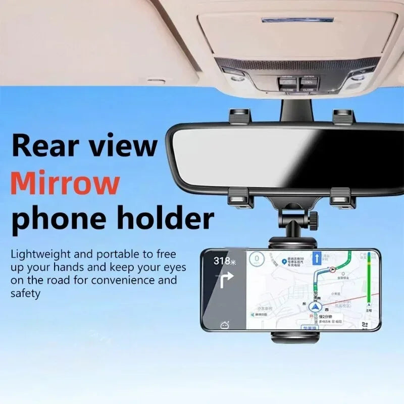 Adjustable Foldable Car Phone Holder Mount Bracket Universal Rearview Mirror GPS Navigation Clip Mobile Stand for Vehicle