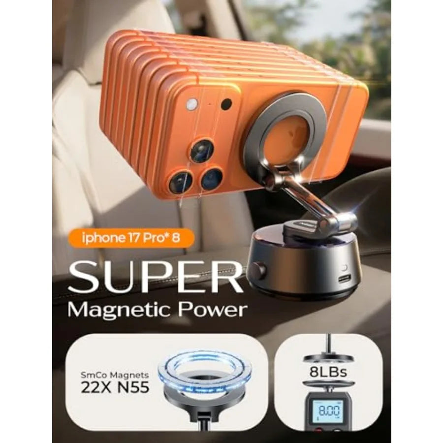 Suction Phone Mount 2026 Auto Vacuum 3.0 360 Adjustable Magnetic Phone Holder for Car Dashboard Universal Magsafe Accessories G