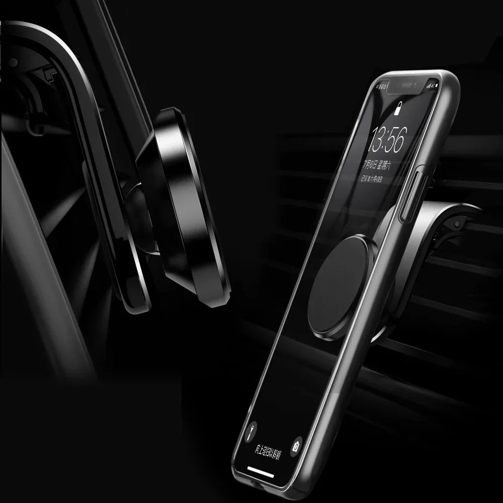 Magnetic Car Phone Mount - Strong L-Type Navigation Stand, 360° Rotation, Universal Fit for All Models, Holder for Smartphones