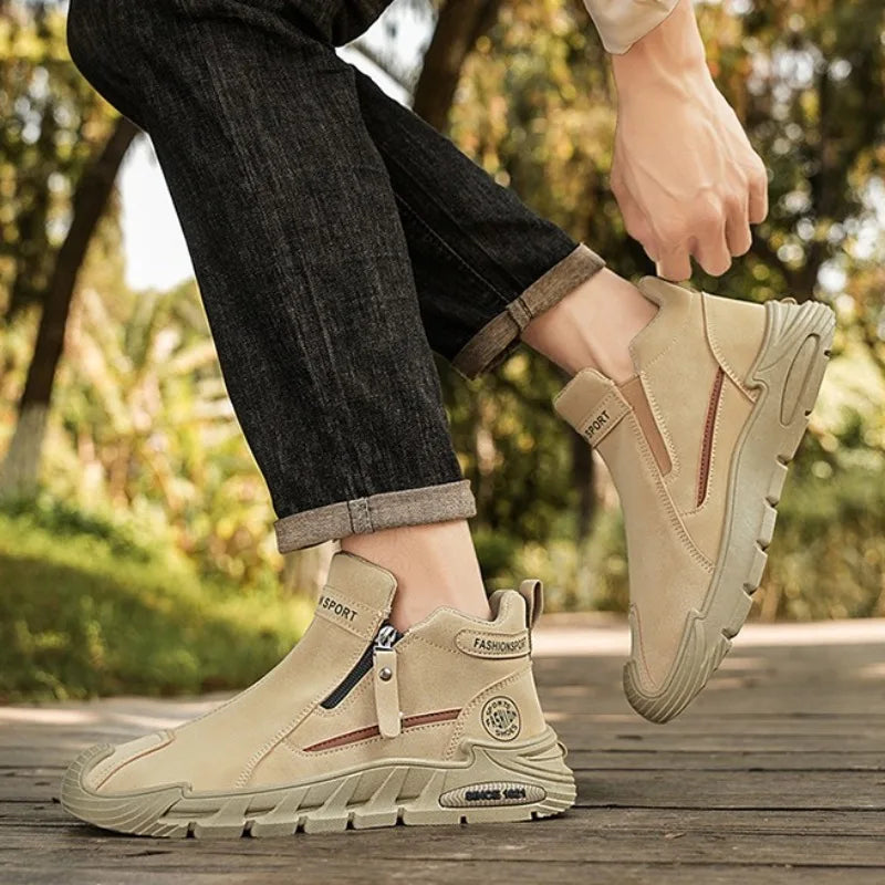 Men’s Casual Zipper Sneakers Breathable Non Slip Outdoor Shoes