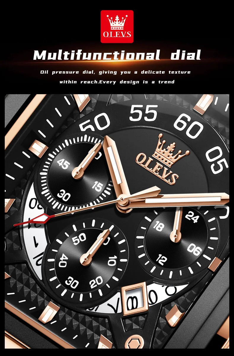 Men’s Square Dial Leather Strap Watch