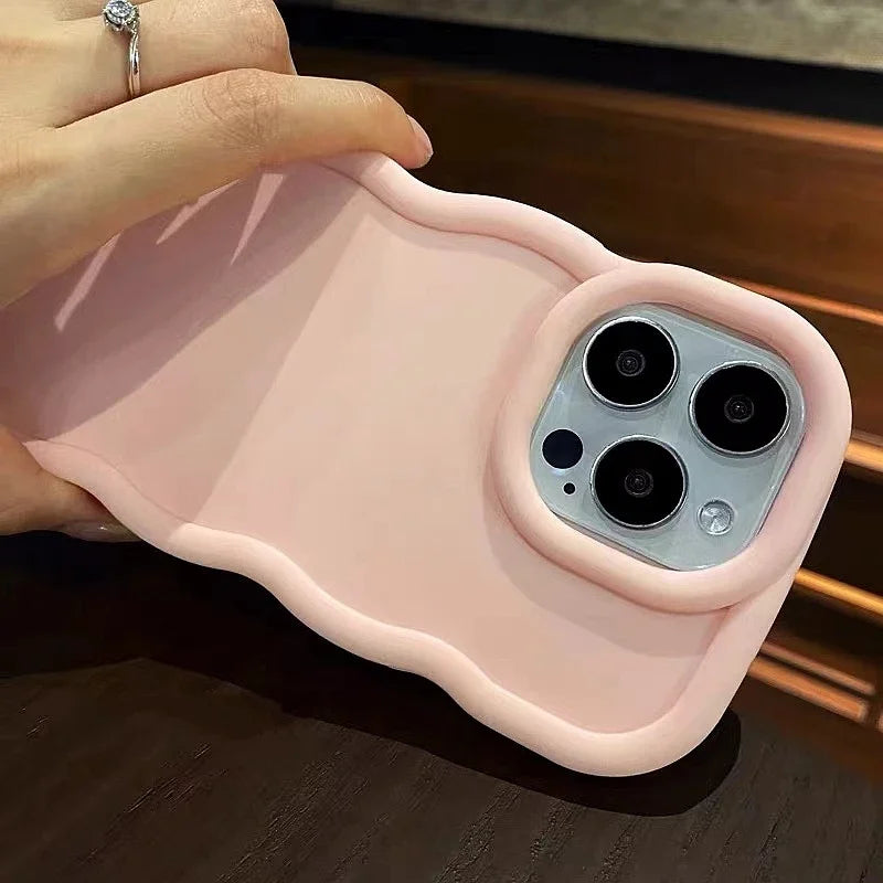 Soft Candy Curly Wave Phone Case For iPhone 11 12 13 14 15 16 17 Air Pro Max 7 8 Plus X XR XS SE Shockproof Bumper Cover Capa