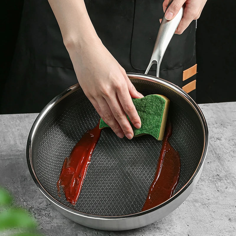 24/26CM Stainless Steel Non-Stick Frying Pan – Honeycomb Design (Gas & Induction Compatible)