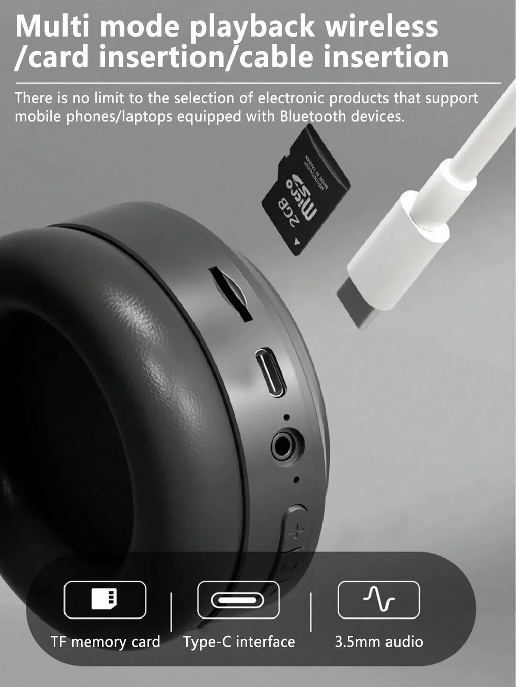 Lenovo Wireless Bluetooth 5.3 Earphones Foldable Computer Wireless Headphones 360° Stereo Sound Gaming Headset Android and iOS