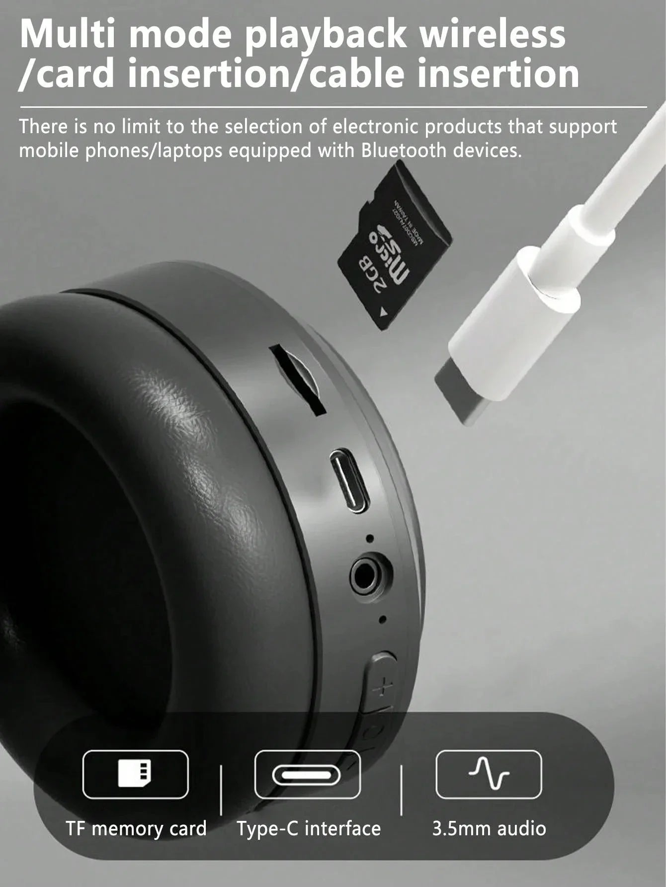 Lenovo Wireless Bluetooth 5.3 Earphones Foldable Computer Wireless Headphones 360° Stereo Sound Gaming Headset Android and iOS