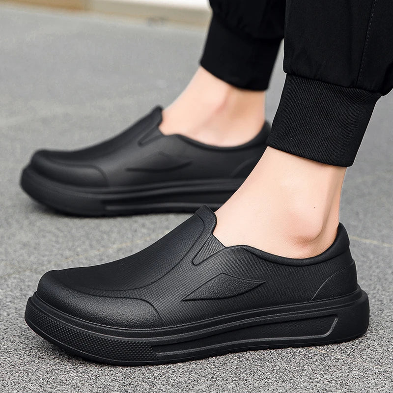 Men's Chef Shoes Anti Slip Oil Resistant Dirt Resistant Work Shoes Quick Drying Thick Soled Rain Shoes Large Size Breath Clogs