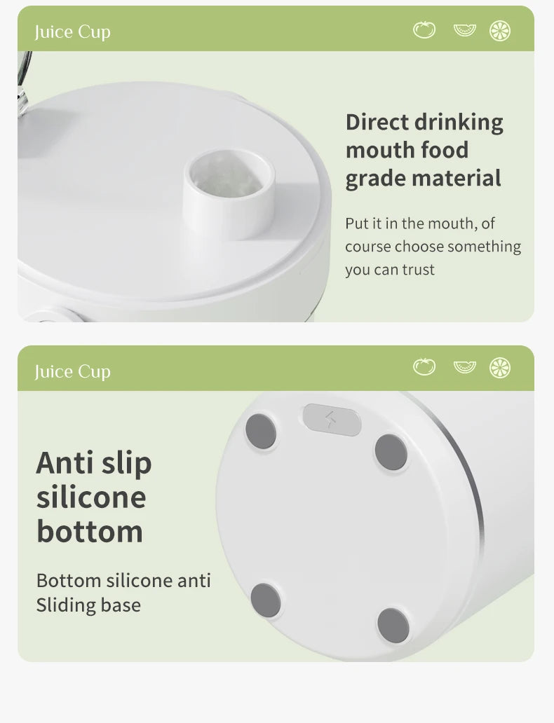 Portable Blender 600ML Electric Juicer Rechargeable 4000mAh USB Fruit Mixer Personal Smoothie Maker Outdoor Fresh Fruit Blender