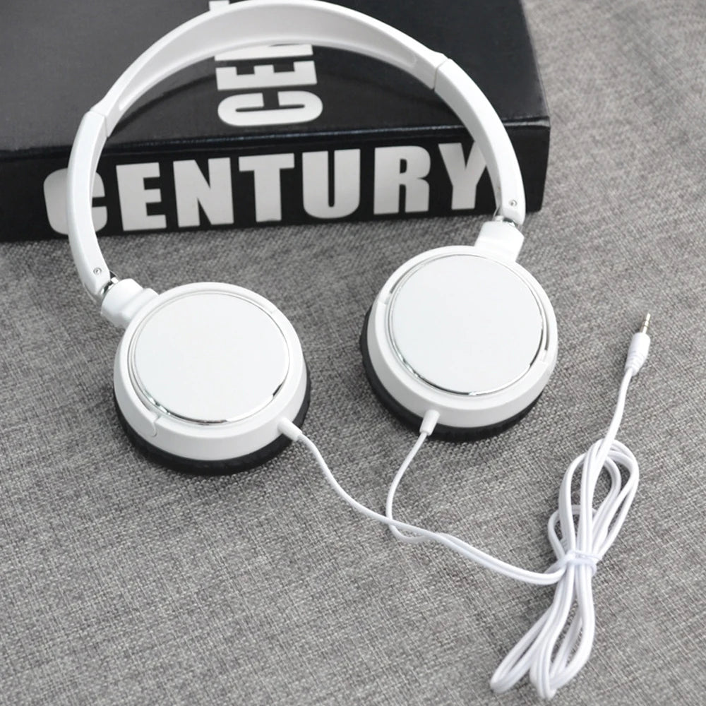 Wired Noise Cancelling Headphones Portable Foldable Sports Earphones with Microphone for PC Game Stereo Music Headset
