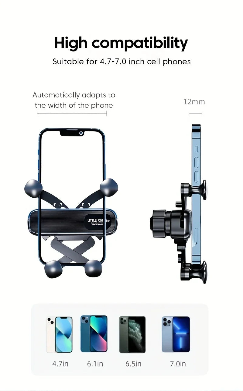 New Gravity Car Phone Holder - Strong Air Vent Clip Mount Adjustable Mobile Cell Stand for Hands-Free Driving