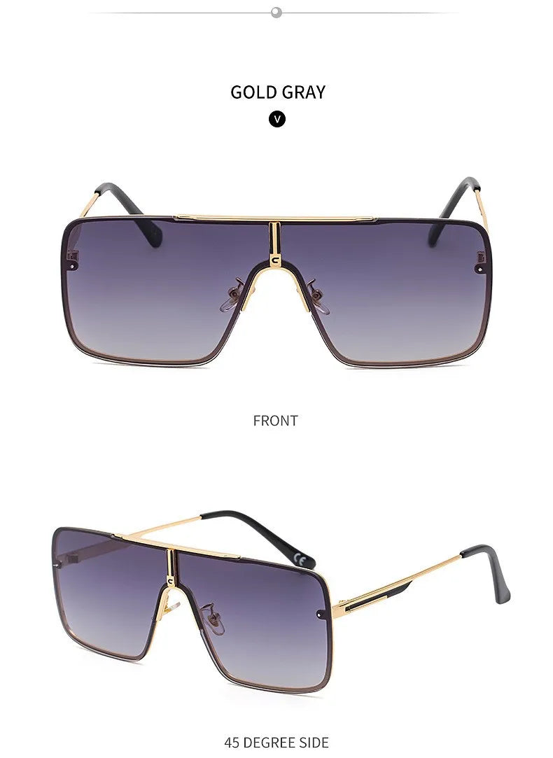 Fashion Oversized Square Sunglasses For Men Big Frame 2026 Luxury Brand Design Metal Frame Sun Glasses Man Retro Shades Eyewear