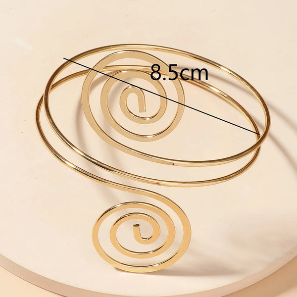 Spiral Shape Adjustable Arm Bangle for Women