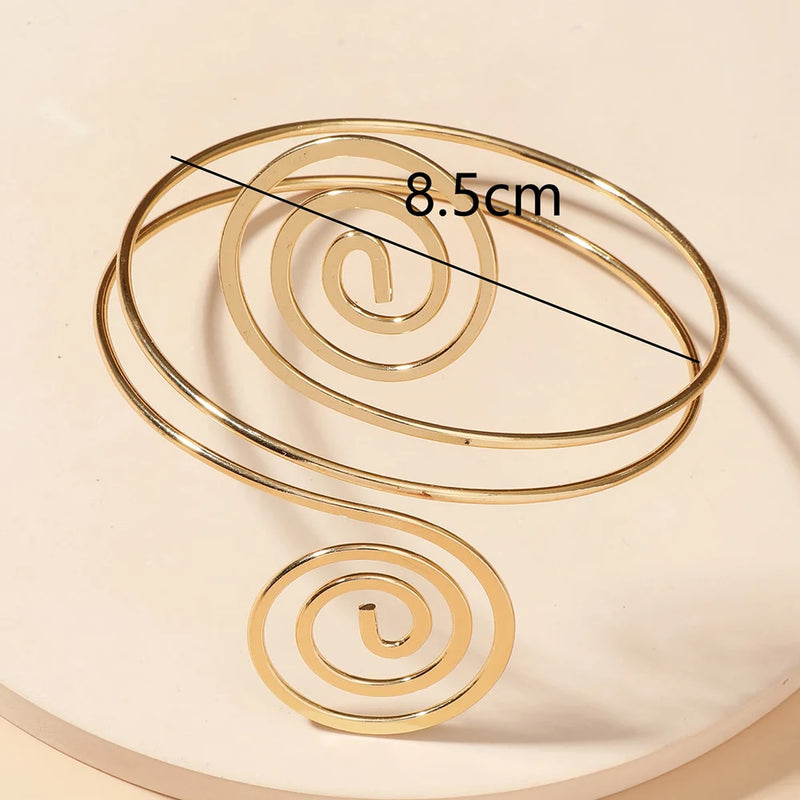 Spiral Shape Adjustable Arm Bangle for Women