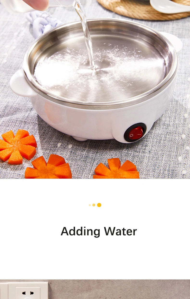 Smart White Egg Cooker Electric Multifunctional Mini Boiler Steamer Poacher for Kitchen Use - Plastic Housing 250W Power