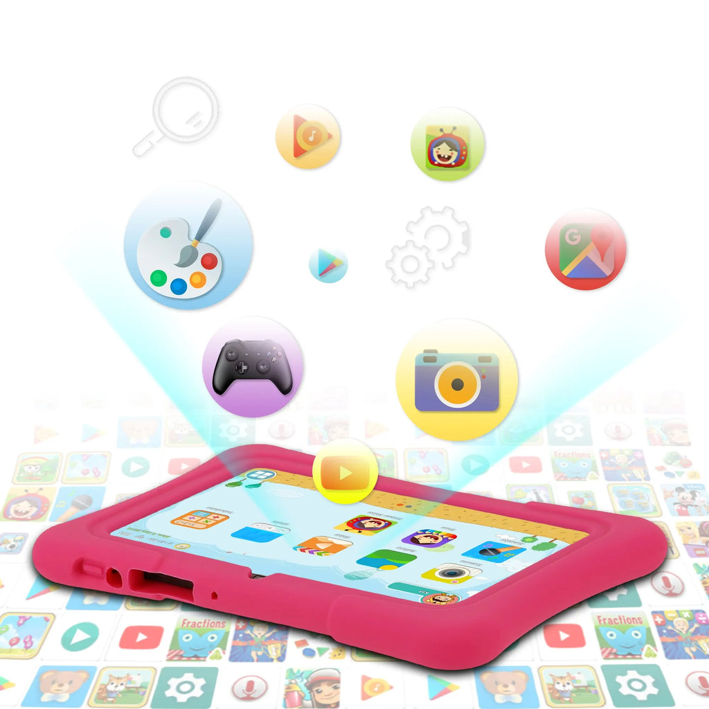 PRITOM 7 Inch Kids Tablet Quad Core Android 13 32GB WiFi Bluetooth Educational Software Installed