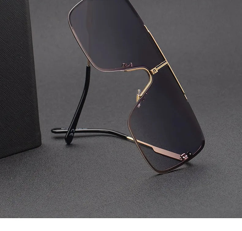 Fashion Oversized Square Sunglasses For Men Big Frame 2026 Luxury Brand Design Metal Frame Sun Glasses Man Retro Shades Eyewear