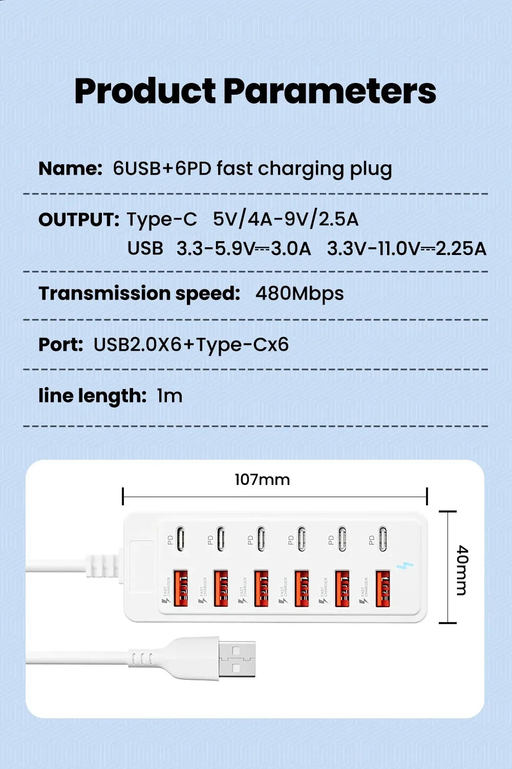 USB Type C Charger 12 in 1 USB HUB Adapter Socket Fast Charging Power Strip Desktop Charging Station For iPhone Samsung
