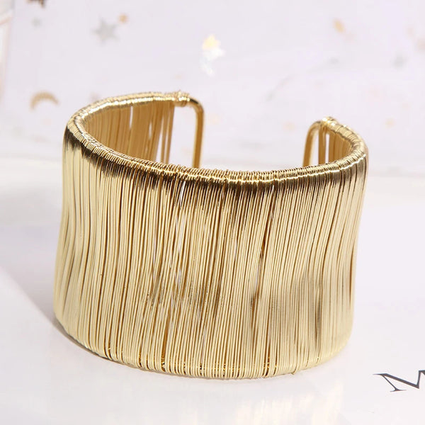 Women’s Wide Adjustable Cuff Bracelet – Gold-Tone Fashion Jewelry”
