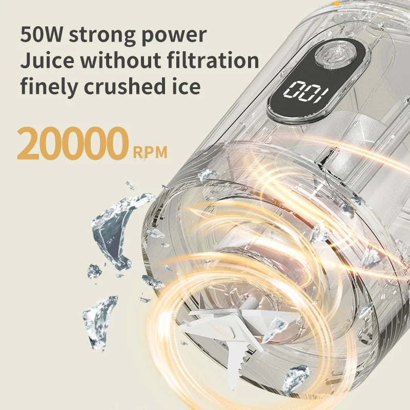 Portable Blender 600ML Electric Juicer Rechargeable 4000mAh USB Fruit Mixer Personal Smoothie Maker Outdoor Fresh Fruit Blender