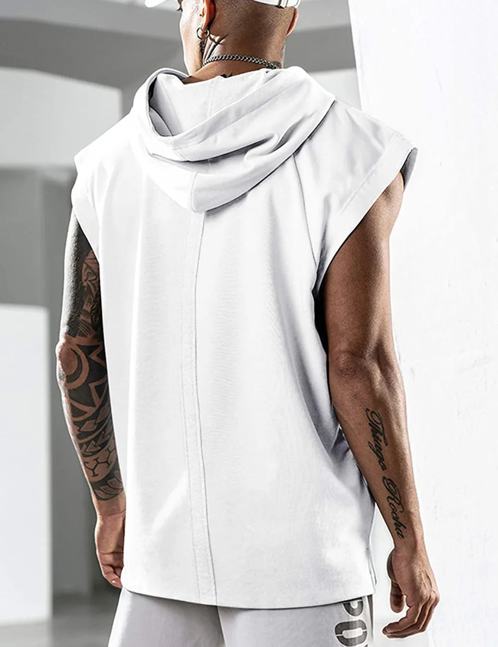 Men’s Sleeveless Hoodie Casual Workout Top