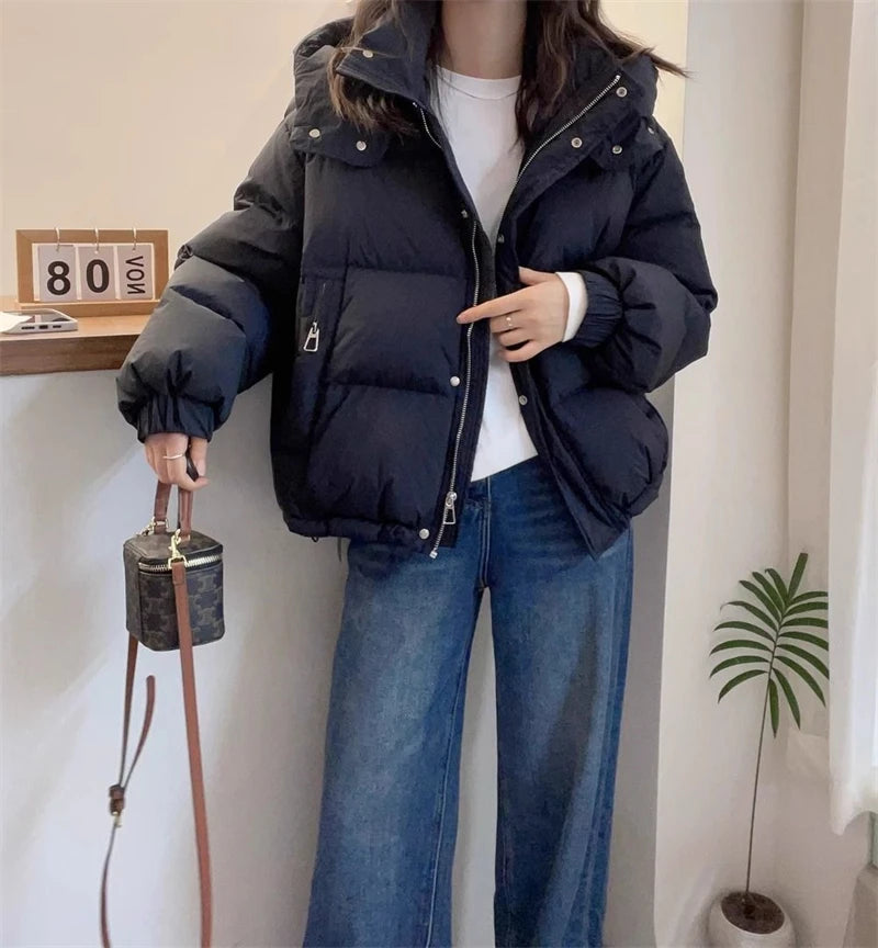 Women’s Winter Puffer Jacket – Warm Hooded Zip-Up Parka Coat