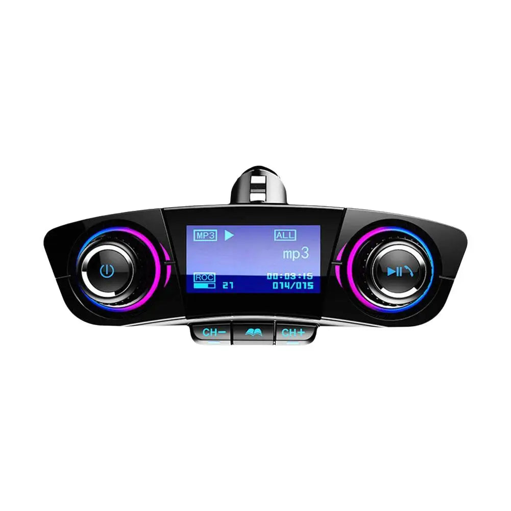 Bluetooth Car Mp3 Player with QC3.0 Fast Charging USB Cigarette Lighter Charger Hands-free FM Transmitter for Vehicle