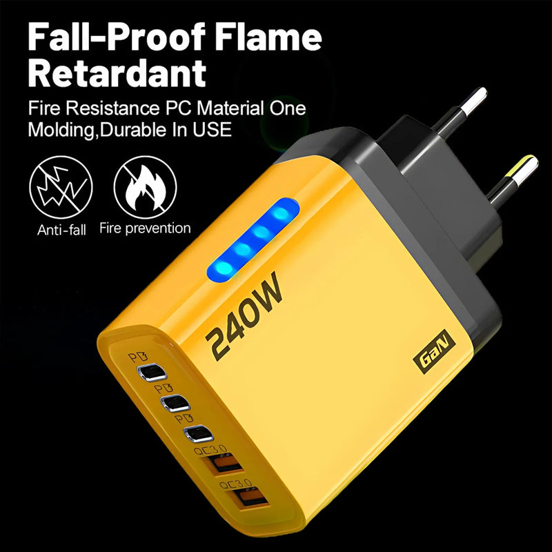 Xiaomi 240W 5 in 1 GaN Desktop Charger Fast Charging Adapter 10A USB To TypeC Cable 3PD 2 USB Charger For IPhone 16 15pro Laptop