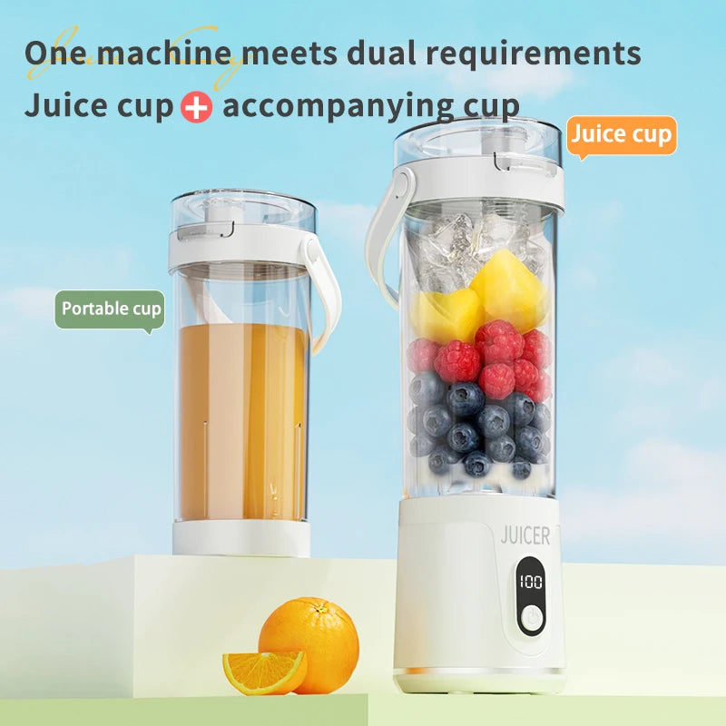 Portable Blender 600ML Electric Juicer Rechargeable 4000mAh USB Fruit Mixer Personal Smoothie Maker Outdoor Fresh Fruit Blender