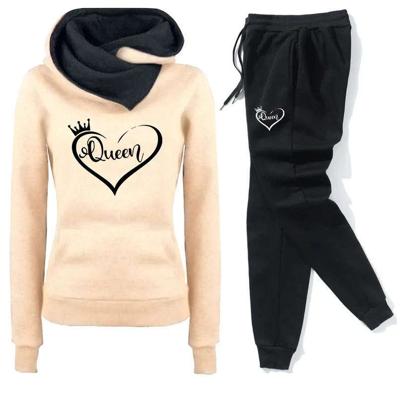 Women’s Hooded Tracksuit Set – Casual Long Sleeve Top & Jogger Pants Outfit