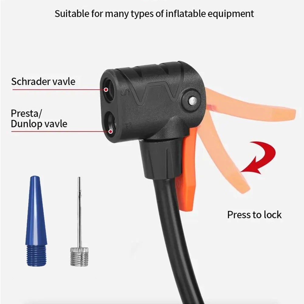 Bike Pump Portable Pedal Bicycle Foot Air Pump Bike Tire Inflator Schrader Presta Valve Cycling Tire Air Inflator Easy Carry