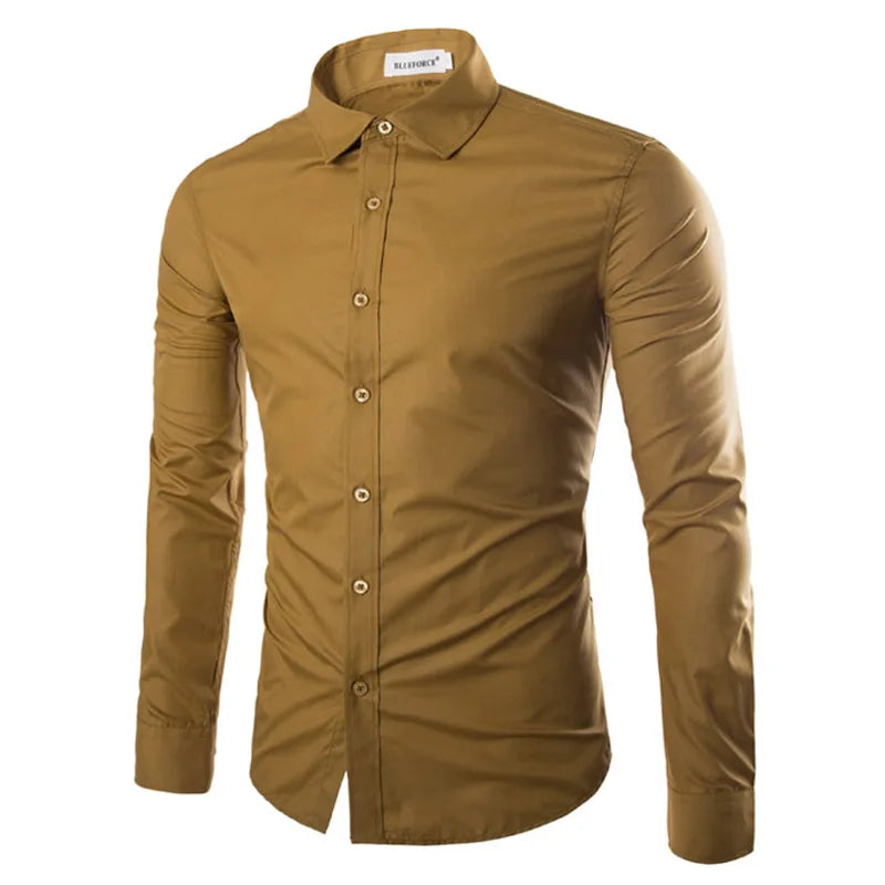 Colors Solid Color Men's Fashionable Candy Color Shirt Men's Casual Long Sleeve Shirt for Men