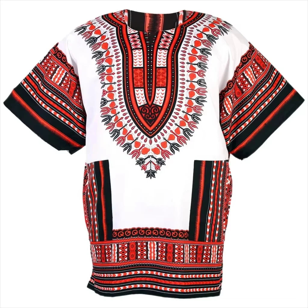 Men’s African Dashiki T-Shirt – Short Sleeve Ethnic Print Tee