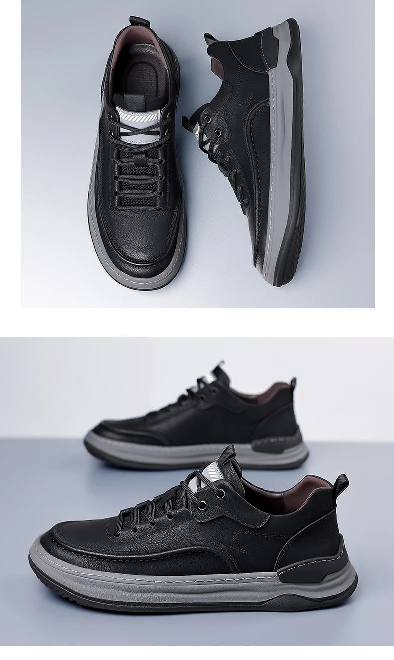 Sport Shoes Genuine Leather Men's Shoes  Brand Casual Shoes Lace up Mens Sneakers Italian Breathable Tenis  Skateboard Shoe